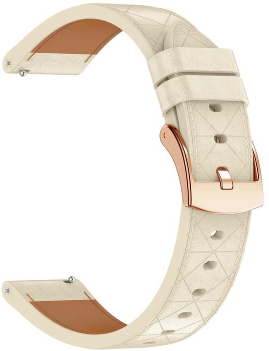 Bracelet en cuir - compatible avec Garmin Venu 2s / 3s / 4 (41 mm) / Vivoactive 4s / Forerunner 255s / 265s - Huawei Watch GT 5 Pro - 42 mm / GT 6 / GT 5 / GT 4 - 41 mm - cuir - beige