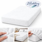 24-Bedding - 2 stuks !! - Badstof Hoeslaken - Extra Zwaar - 180 gr/m2 - 90x200 cm - Wit - 30 cm