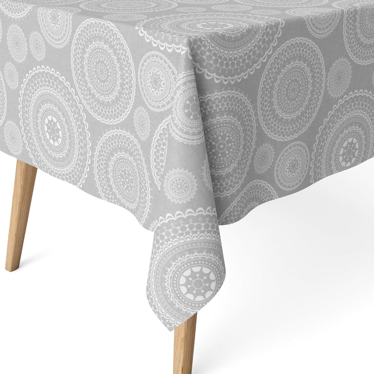 Waterdicht en Vlekafstotend Tafelkleed Beige Mandala 220x140 cm - Hars Gecoat