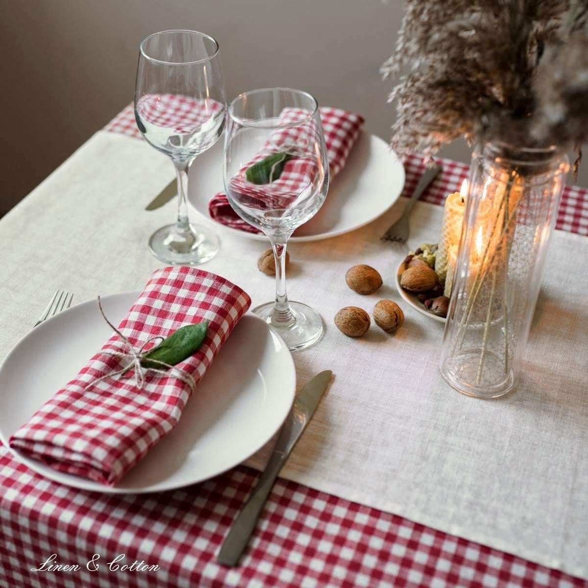 Linnen Tafelloper 40x350 cm Ecru Wit Rechthoekig voor Eettafel en Salontafel