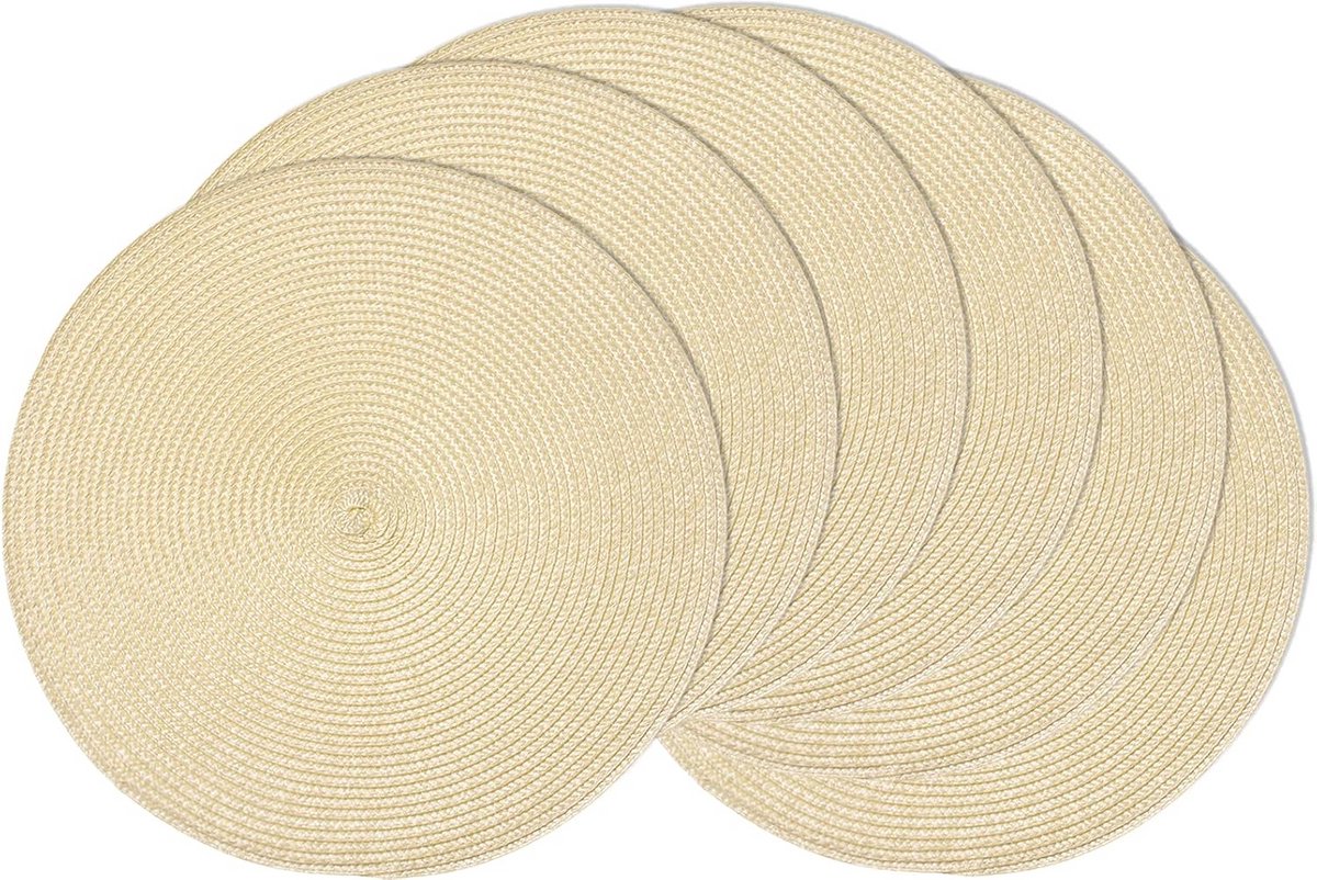 Ronde gevlochten placemats set van 6 - Natuurlijk geweven tafelmatten - Hittebestendig
