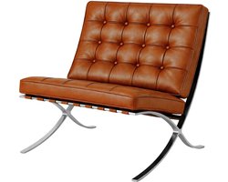 Barcelona Chair - Cognac Bruin - Stoel - Fauteuil - Luxe Variant