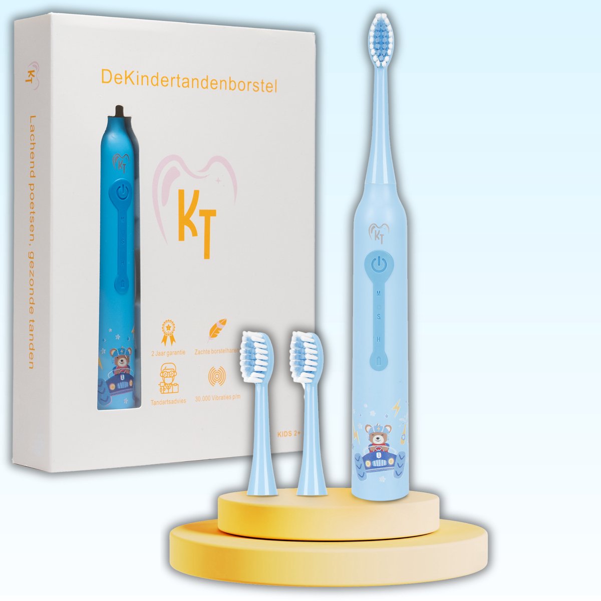 KT - Beer - Elektrische tandenborstel kind - Blauw - Sonische elektrische kindertandenborstel