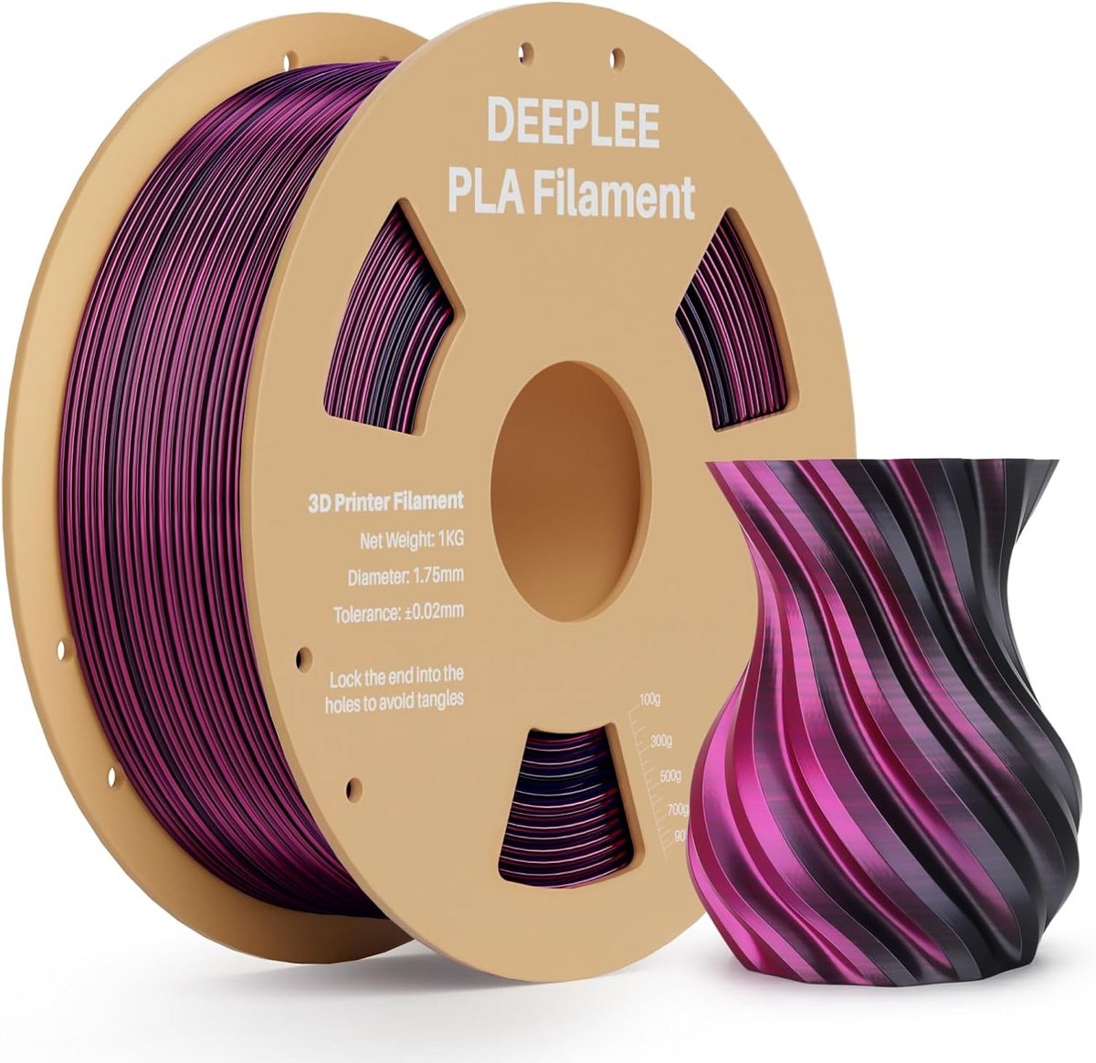 Zijde PLA Filament 1.75mm Dubbelkleurig (Zwart Rood) voor 3D Printers - 1kg Spoel
