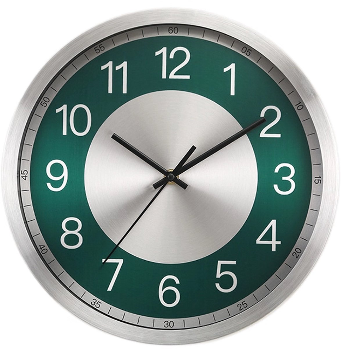 Wandklok - Klok - Stille Moderne Wandklok - 12 Inch Battery Klok met Grote Cijfers - Voor Woonkamer, Keuken en Kantoor - 30.5 cm - Groen
