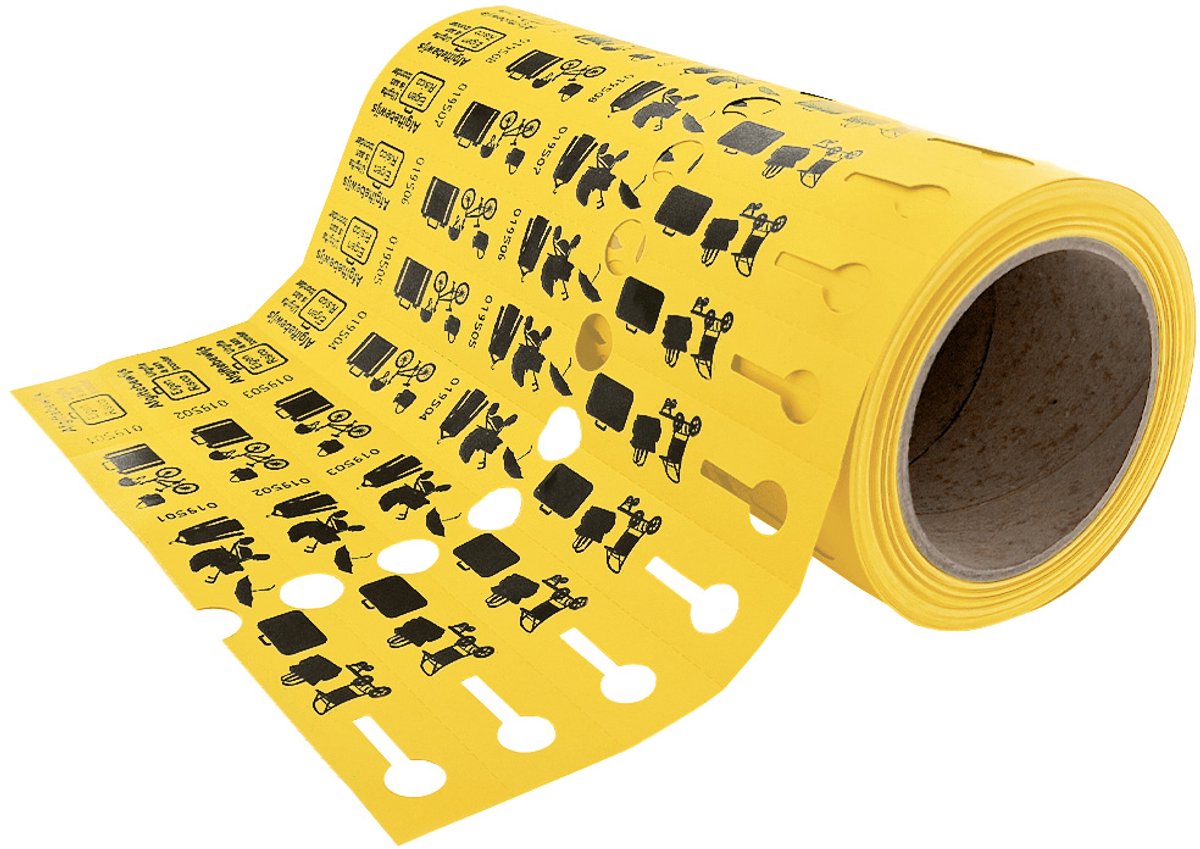 CombiCraft kunststof bagagelabels 250x25mm op rol geel - per 500 labels