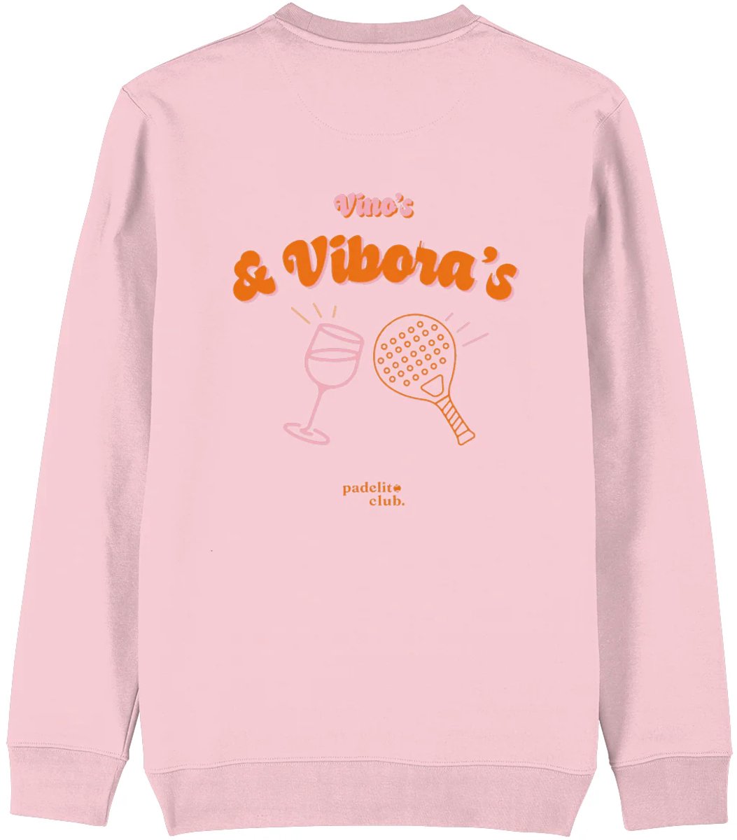Padelito Club | Padeltrui | Damestrui | Dames sweater | Sporttrui | Vino's & Vibora's | trui met print | Kleur roze | Maat S