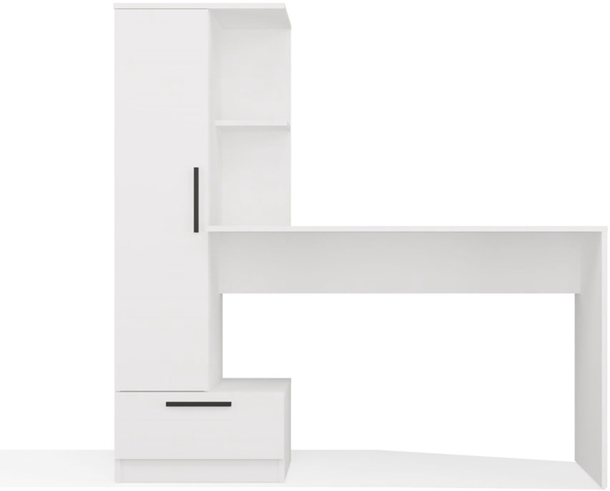 MALWA COSMO - Bureau met kast - Met opbergrek - Met lade - Mat wit