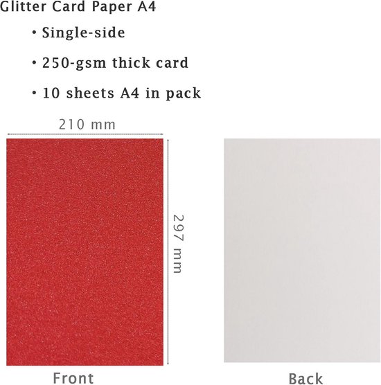 45 vellen - 15 kleuren glitter karton - premium knutsel papier A4 - doe-het-zelf