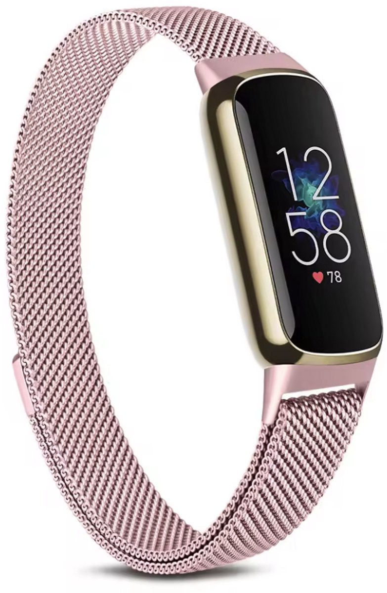 Roze kleurig bandje geschikt voor Fitbit Inspire 3 - Milanees bandje - Roze - Metaal - CHPN