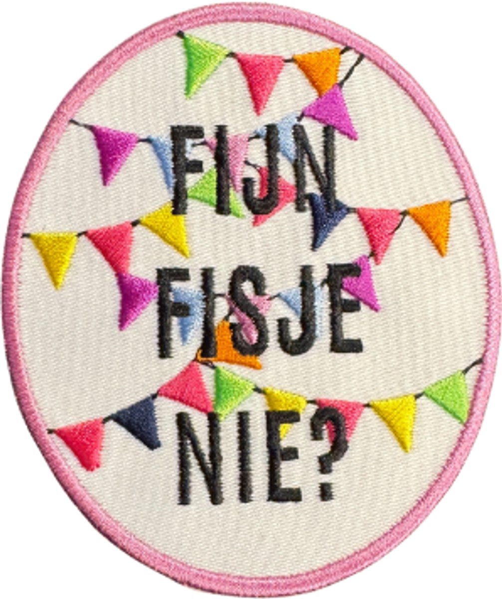 Strijkembleem “fijn fisje nie?” – 8 cm vlaggenlijn
