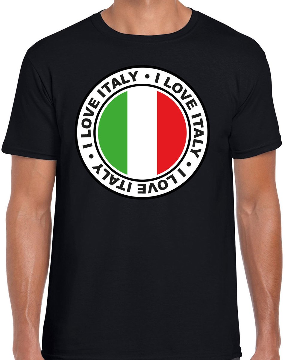 Bellatio Decorations Verkleed T-shirt voor heren - I Love Italy - zwart - voetbal supporter - themafeest XXL