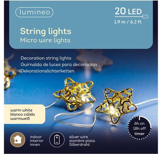 Micro Led Strengverl Argent Blanc Chaud 190cm 20L