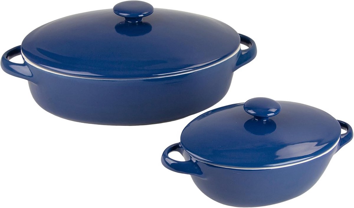 Set van 2 Antiaanbak Braadpannen en Bakvormen 25,4 cm en 17,8 cm Blauw