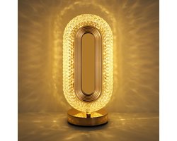 Slaapkamer Nachttafel Lamp - 3 Kleuren Dimbare Nachtlamp met USB Poort - Oplaadbare Aanraakbediening Kristal Moderne Ovale Lamp - Geschikt voor Bedside Kantoor en Woonkamer