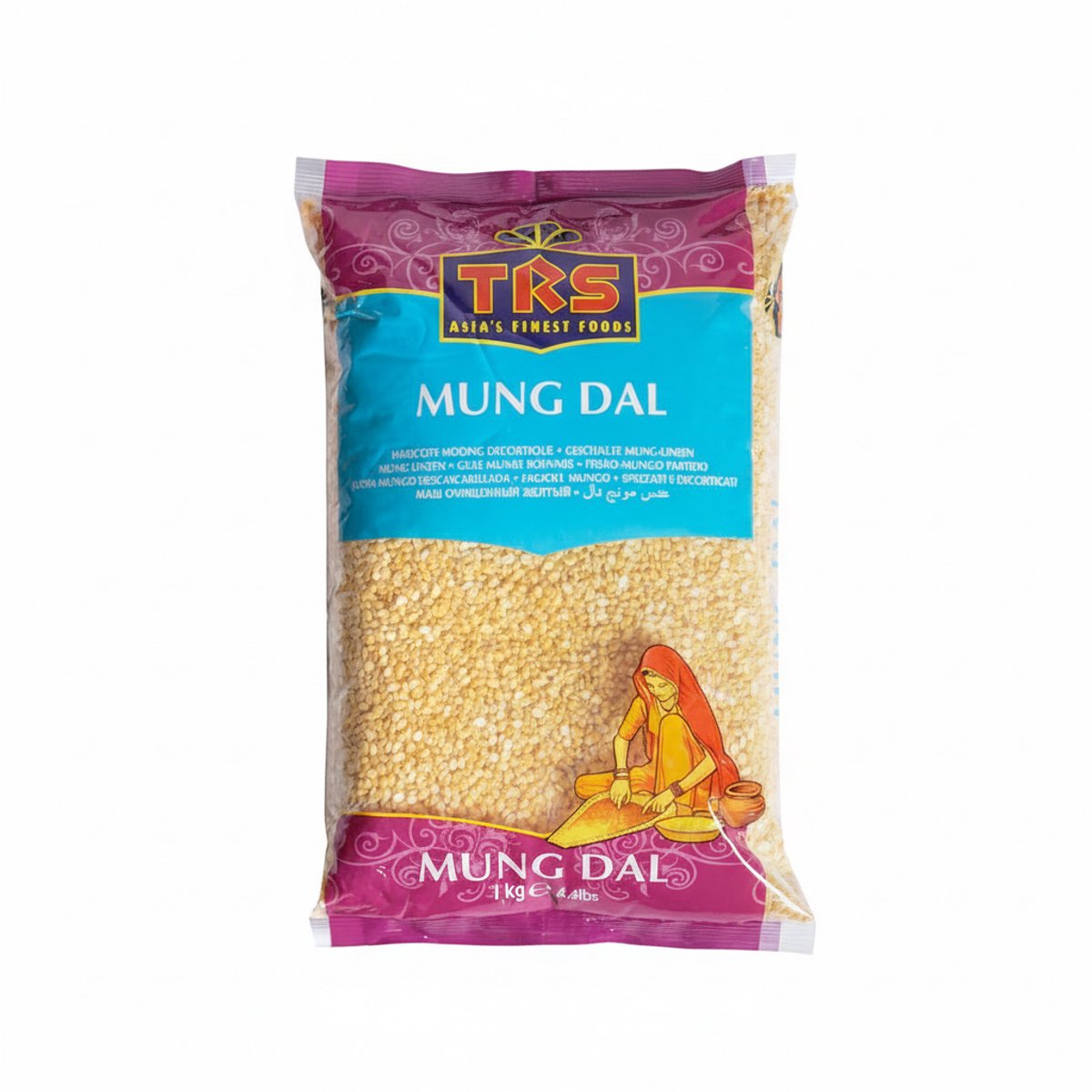 TRS Gepelde Mungbonen - 1 kg - Authentieke Gele Linzen voor Indiase Gerechten - Eiwitrijk en Licht Verteerbaar met Kajal Sticker