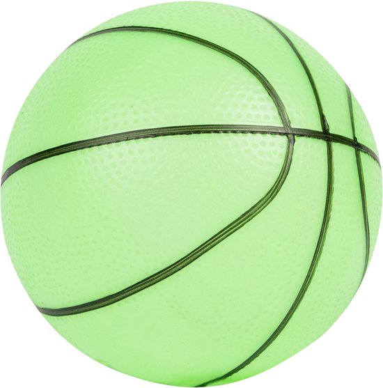 Lichtgevende groene basketbal met zwarte lijnen.