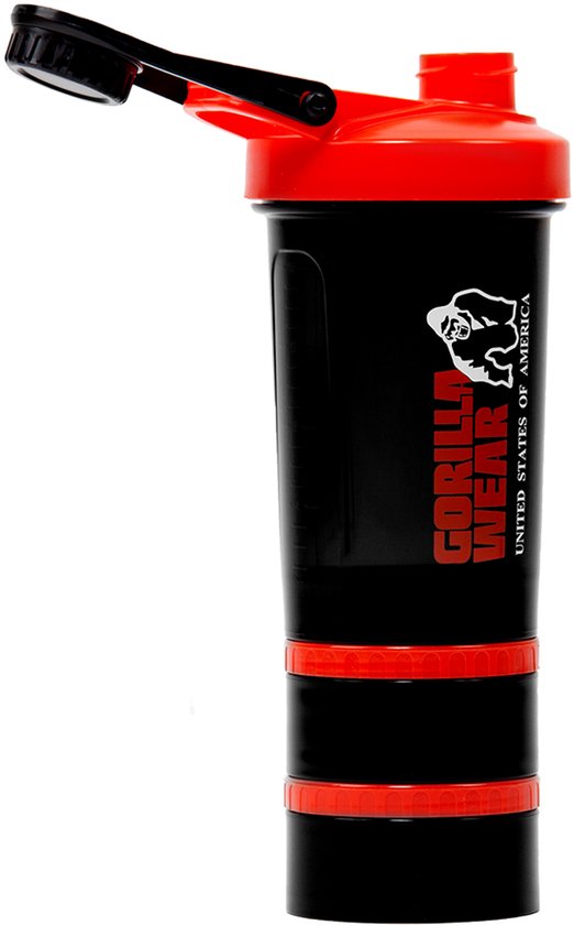 Gorilla Wear Shaker 2 GO - Zwart/Rood - 760ml — afbeelding 3