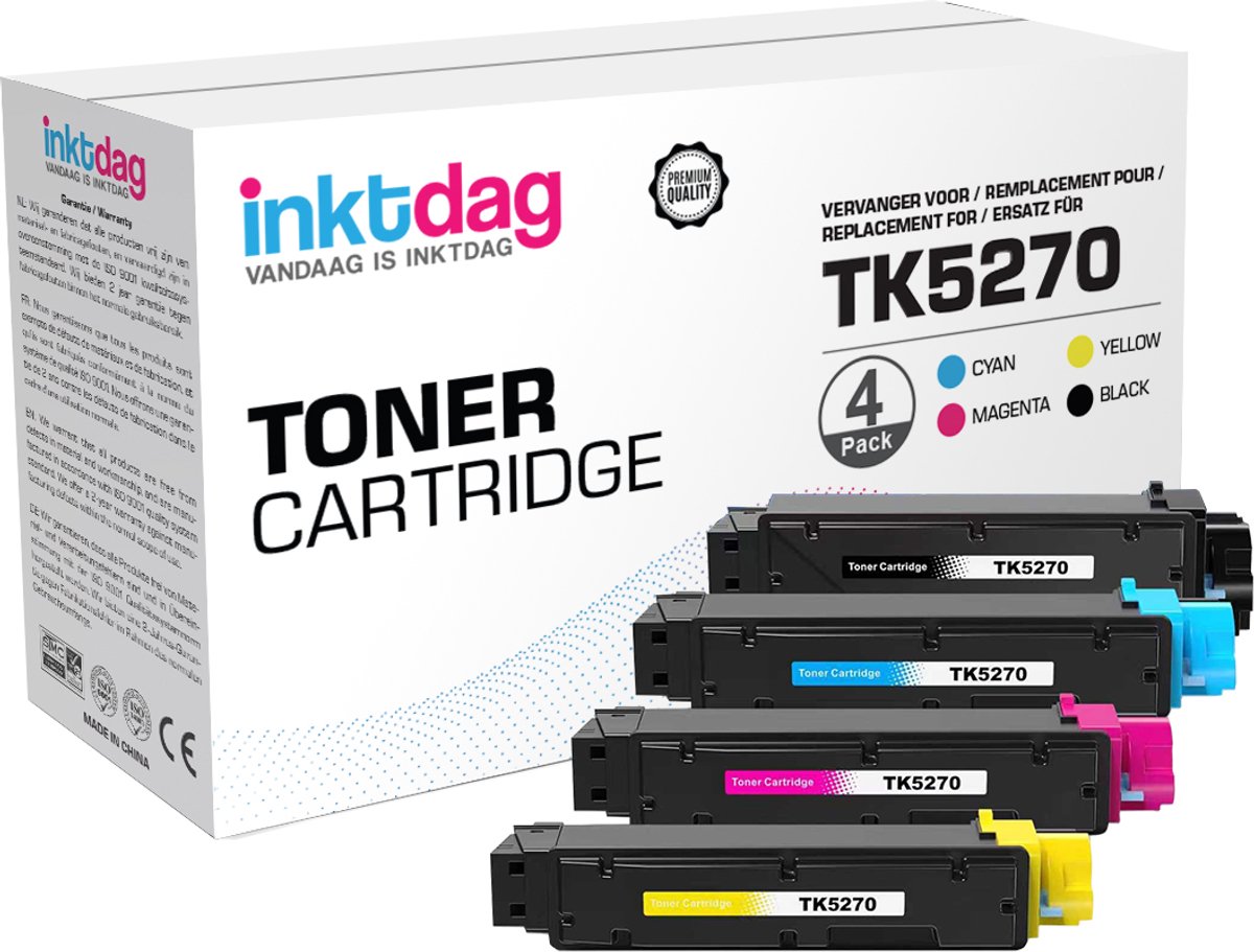 Inktdag geschikt voor Kyocera TK-5270 Toners - 4 Cartridges - Geschikt voor Ecosys M6230CIDN - M6630CDIN - P6230CDN