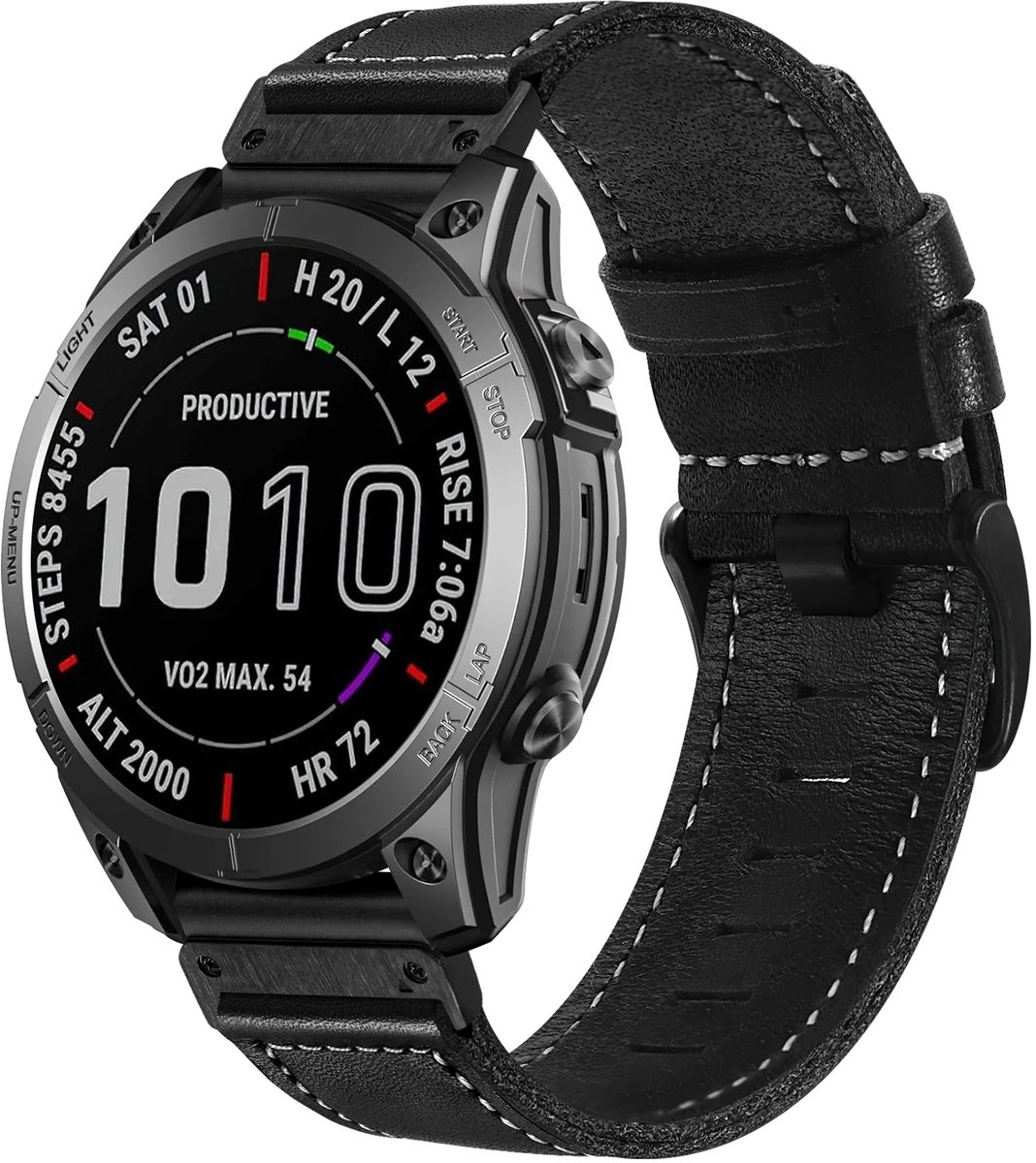 Strap-it Premium leren bandje geschikt voor Geschikt voor Garmin Fenix 8 (Pro) 51mm / Garmin Fenix 7x (Pro - Sapphire Solar) / Fenix 6x (Pro - Sapphire) / Fenix 5x (Plus) / Fenix 3 / Epix Pro (Gen 2 - 51mm) / Enduro 1-2-3 (Zwart)