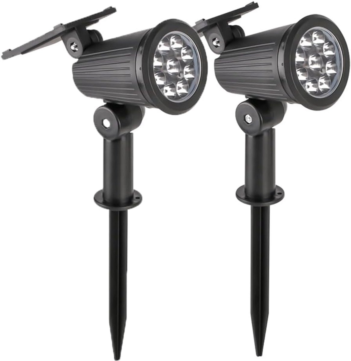 ANMI® Set van 2 Solar Tuinspots - 9 LED Warm Wit - 3 Lichtstanden - Verstelbare Buiten Spot - Automatisch Aan Uit - Voor Tuin Oprit Pad Bomen