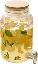 Secret de Gourmet Drankdispenser met kraantje - 4 liter - transparant glas - limonadetap - waterdispenser