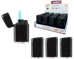 Unilite Stormaansteker – Piano Black - Jet flame- 20 stuks Turbo Gasbrander - Koksbrander - Keukenbrander - Verstelbaar vlam - navulbaar gas