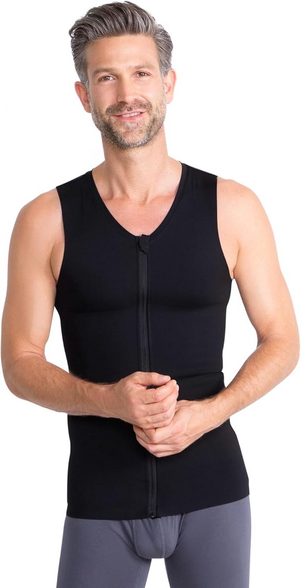 Krachtig Compressieshirt voor Heren met Ritssluiting voor een Platte Buik en Betere Houding