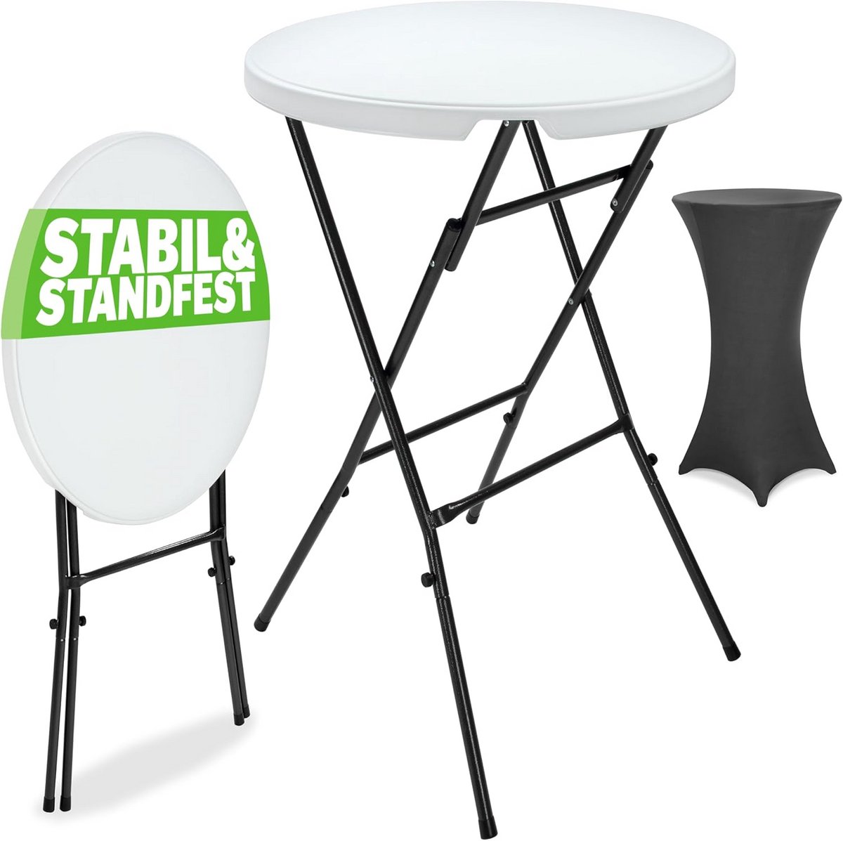 Inklapbare statafel rond met elastische hoes - Hoge bartafel voor tuin en feest