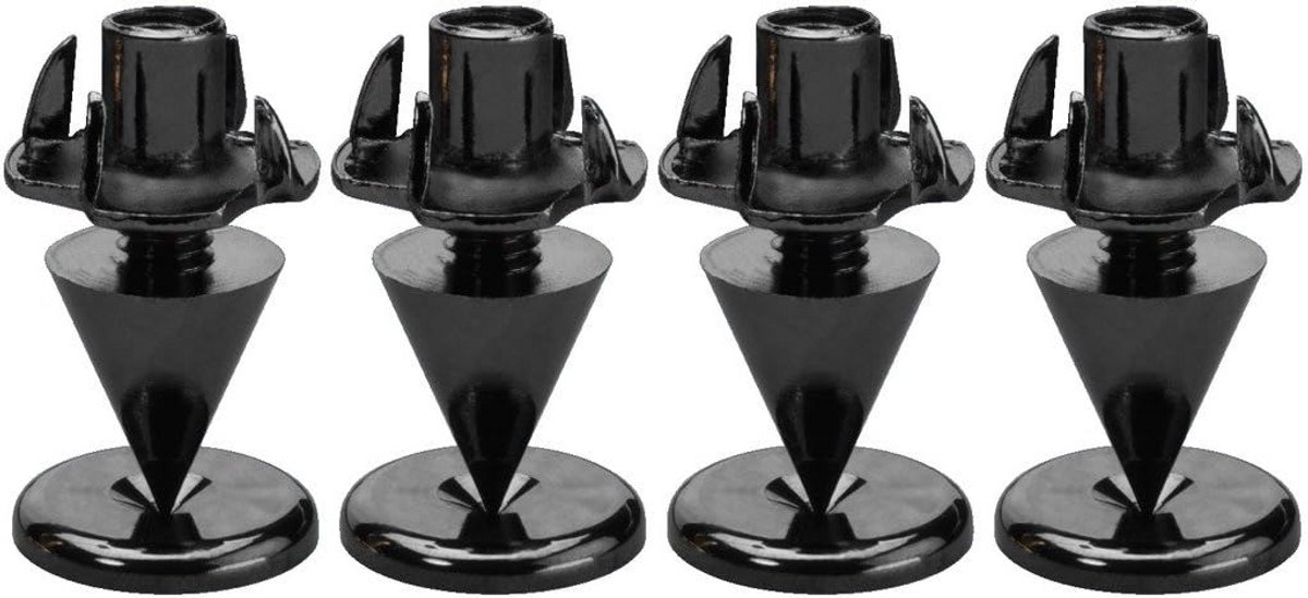 Set van 4 Slanke Luidspreker Spikes (Zwart/Chroom) - Universele Speaker Voetjes