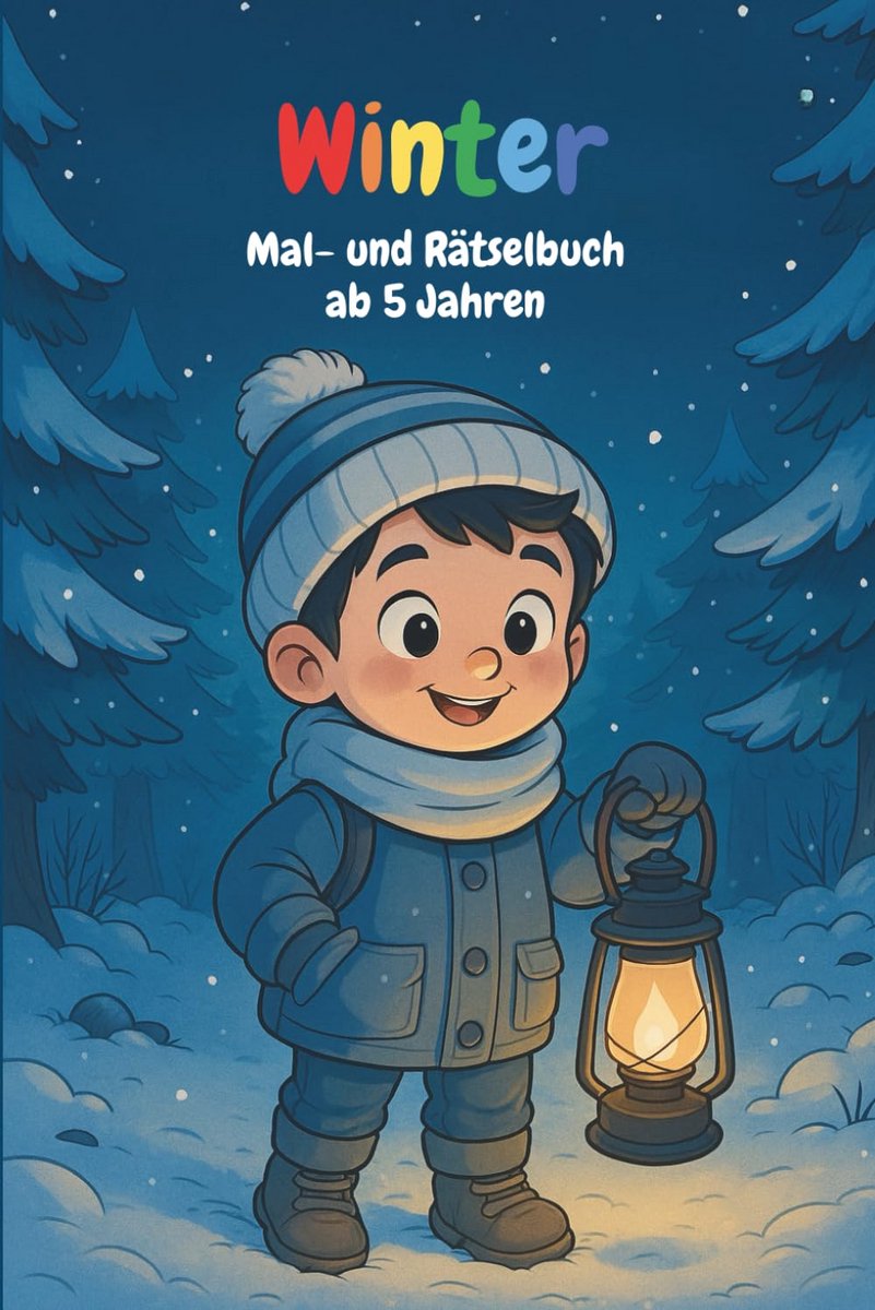 Winter Knutselboek en Puzzelboek voor Kinderen vanaf 5 jaar met Tekeningen en Oefeningen