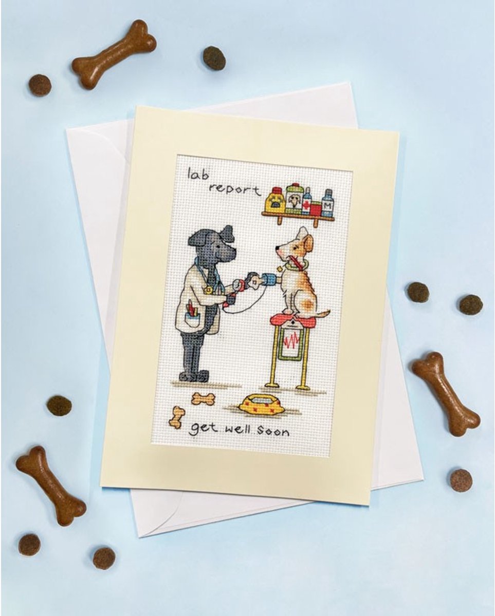 Bothy Threads borduurpakket wenskaart honden dokter XGC63 telpatroon incl. passe-partout, kaart en envelop