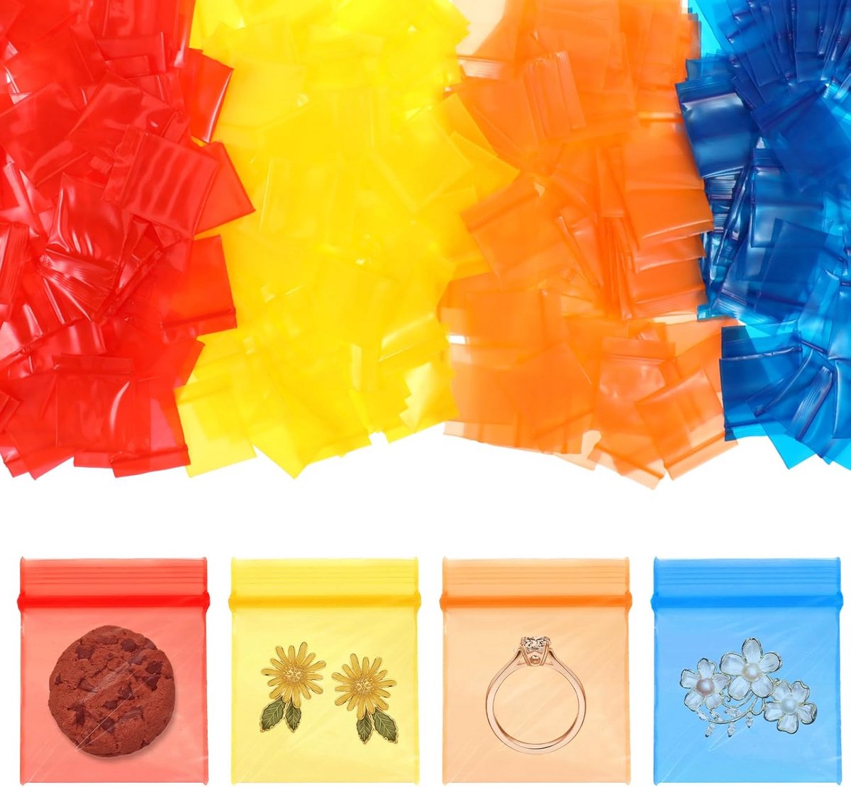 200 Stuks Mini Hersluitbare Druksluitzakjes Set - Diverse Kleuren