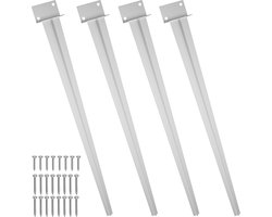 Grondanker / Paalhouder 70 cm – Verzinkt Staal – Zonder Beton – Voor Schutting, Pergola, Carport & Tuinhuis – 4er Set – Zilver