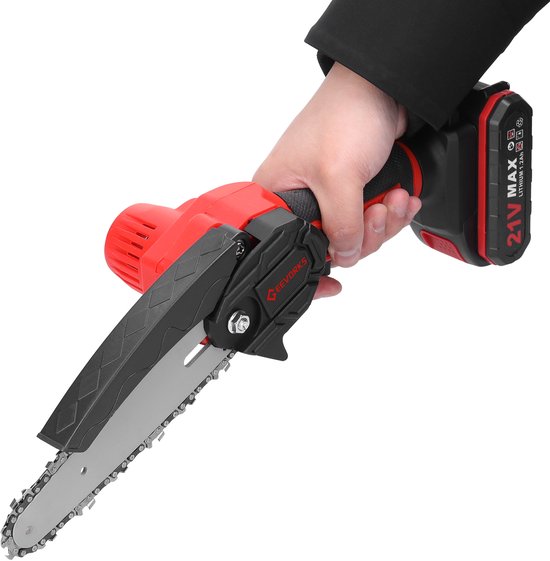 Elektrische Kettingzaag – 21V 15 cm – Borstelloze Motor – 2x 1200mAh Batterijen – Tuin & Hout — afbeelding 2
