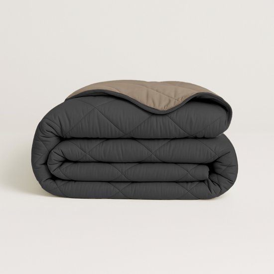 Y-NOT Dreambed Original All Year Antracite/Taupe 140x220 - Eenpersoonsdekbed - Dekbed Zonder Overtrek - Wasbaar Hoesloos Dekbed - 30 dagen proefslapen - Bedrukt dekbed - Dekbed met vaste overtrek - All year winterdekbed & zomerdekbed