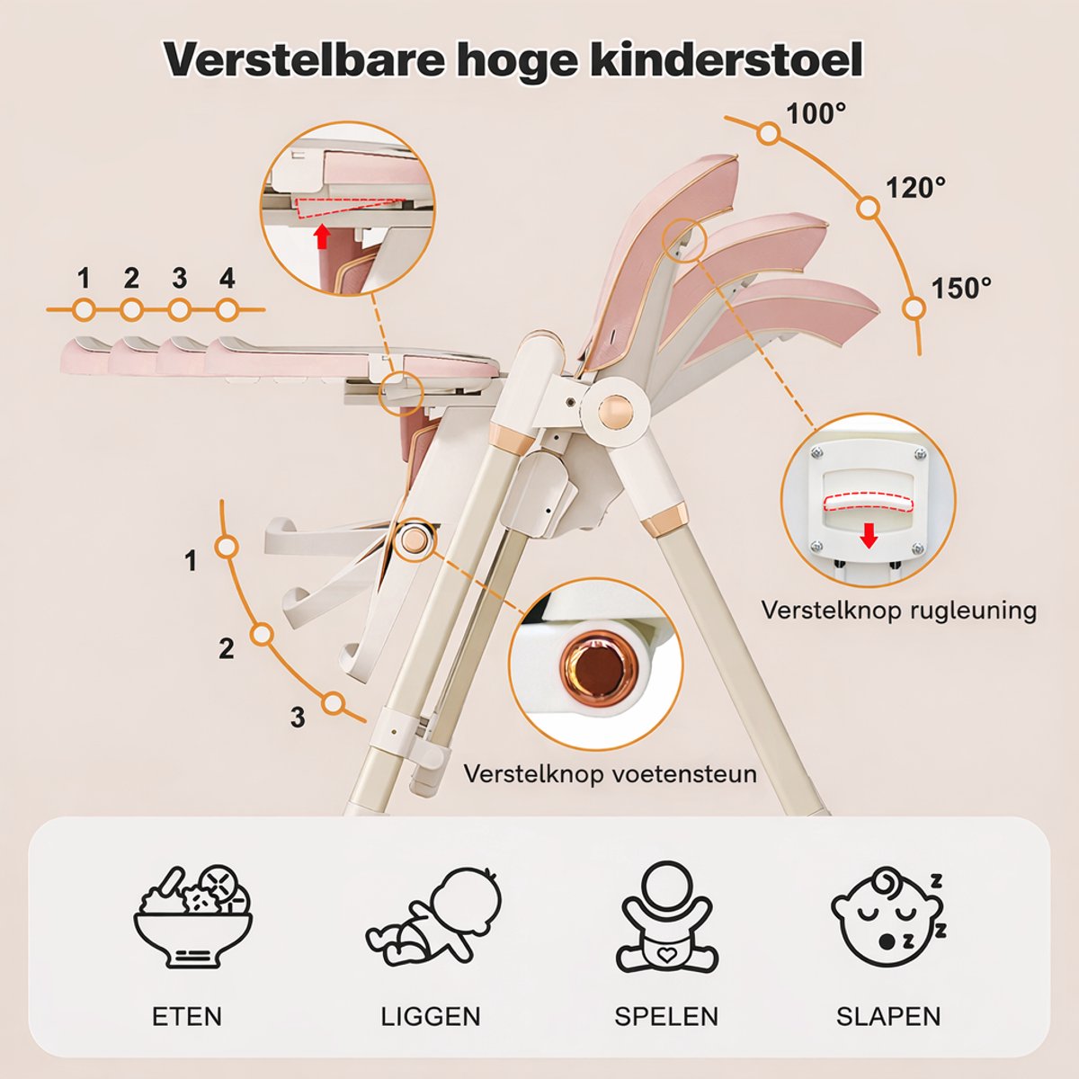 Kinderstoel Kinderstoel 4-in-1 Schommelstoel - afbeelding 4