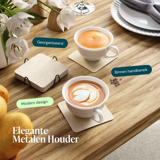 Sous-verres - Cuir PU - 10 Pièces - Blanc Grisâtre