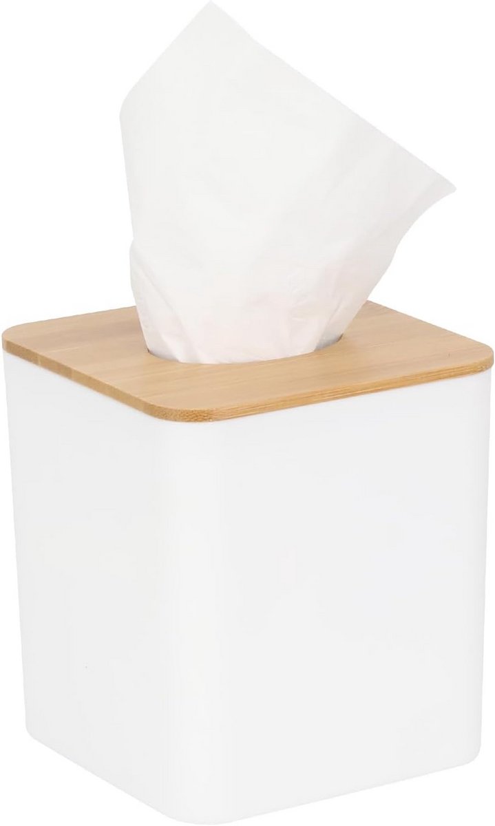 Moderne Vierkante Tissue Box Houder met Bamboe Deksel voor Woonkamer en Badkamer