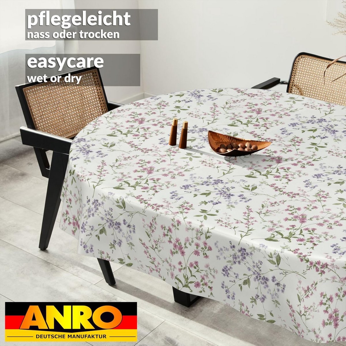 Wasdoek Tafelkleed Ovaal 260x140 cm - Afwasbaar & Scheurvast met Bloemetjesprint