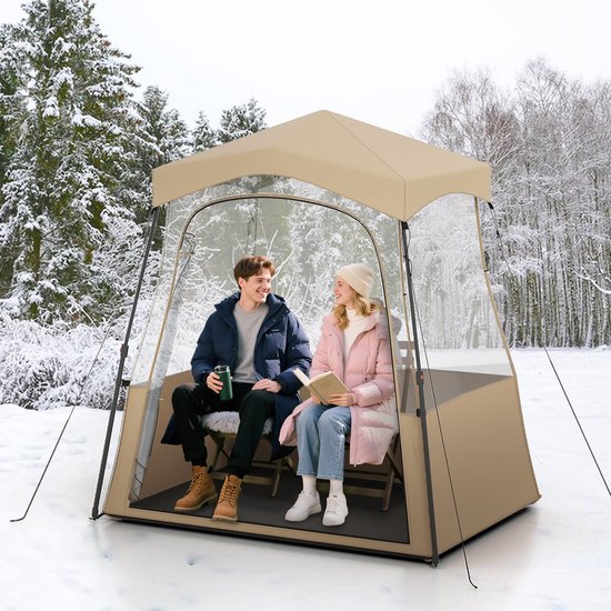 COSTWAY Sporttent, transparante tent met helder zicht, robuust frame en draagtas, campingtent outdoor, pop-up bubble tent voor sporten, aanmoedigen, kamperen van Costway — afbeelding 3