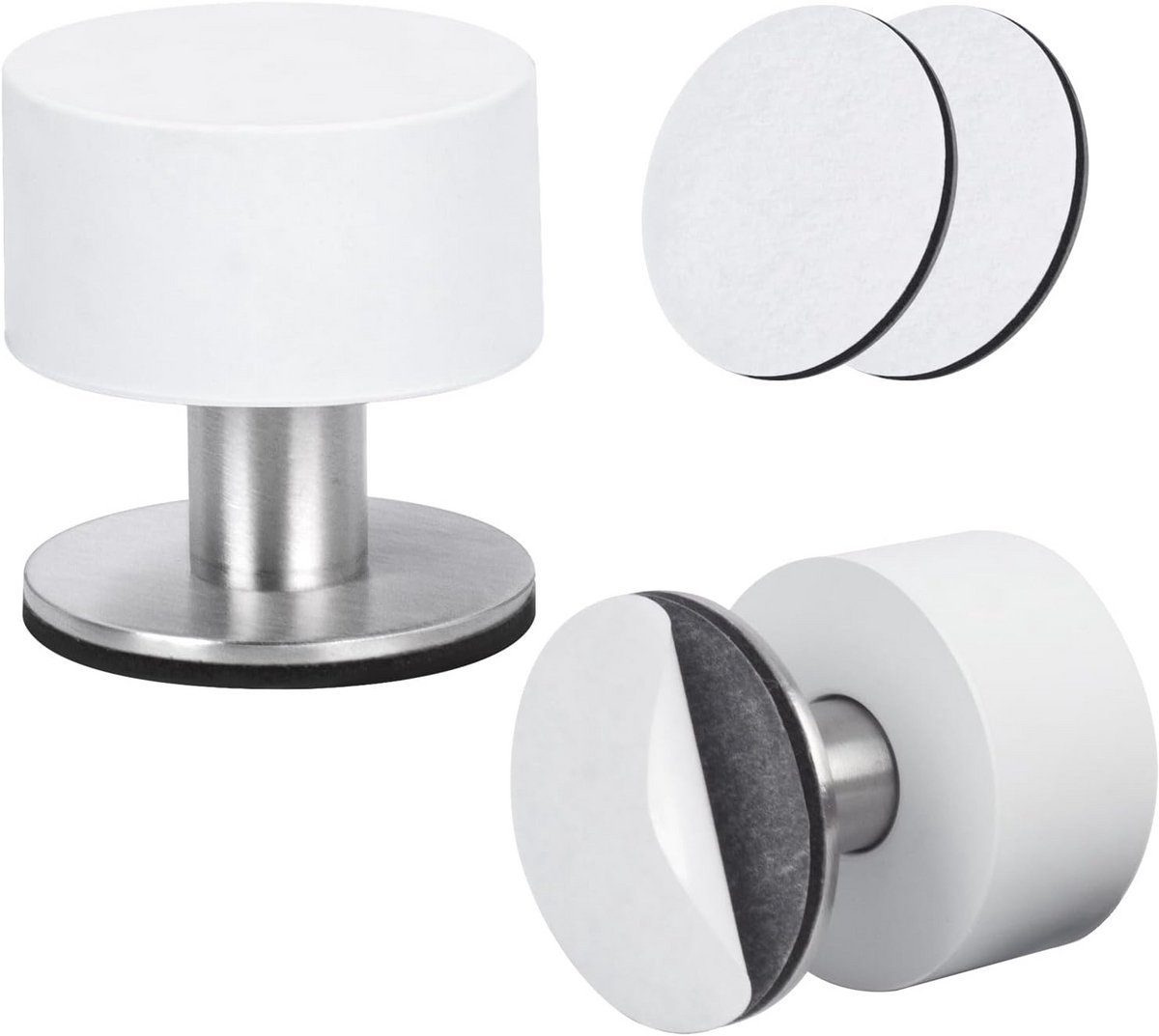 Set van 2 Deurstopper voor Vloer en Muur met Rubbers - Wandbescherming Zwart
