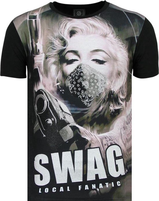 T shirt Heren met Print - T shirt Heren Grappig - Marilyn Monroe T shirts - SWAG - Zwart