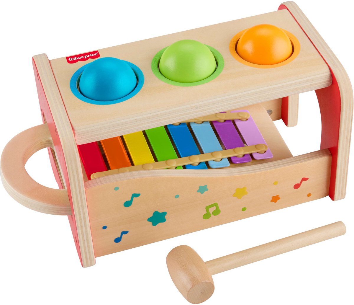 Fisher-Price hout xylophone met hamerbank