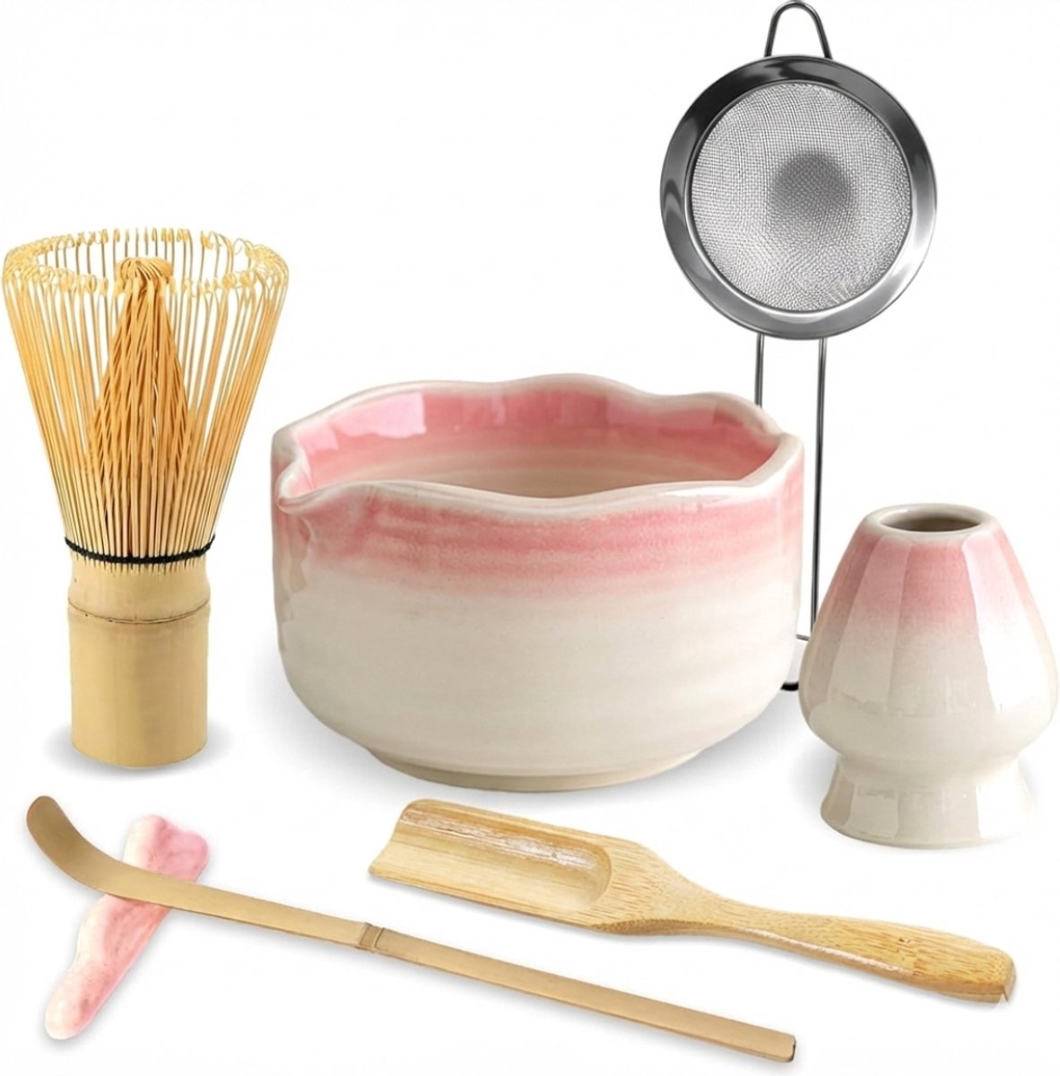 Octav8® Matcha Set - Matcha Klopper - Matcha Kom - Tea Set 7-piece - Bamboo