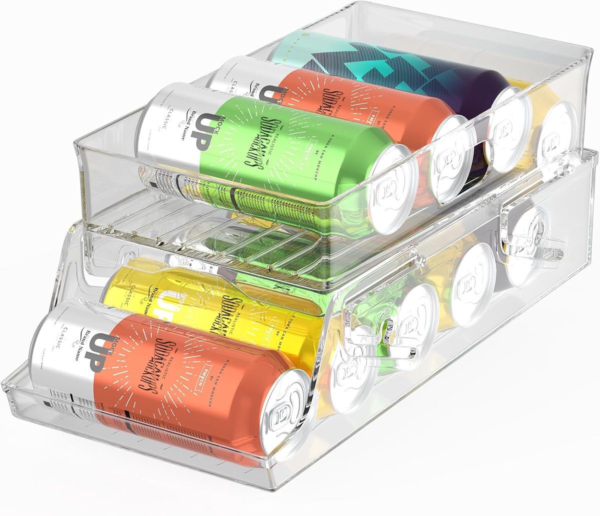 Famanu – Koelkast blikjesorganizer met rollende lade, geschikt voor 250 ml en 330 ml drankblikjes, BPA-vrij