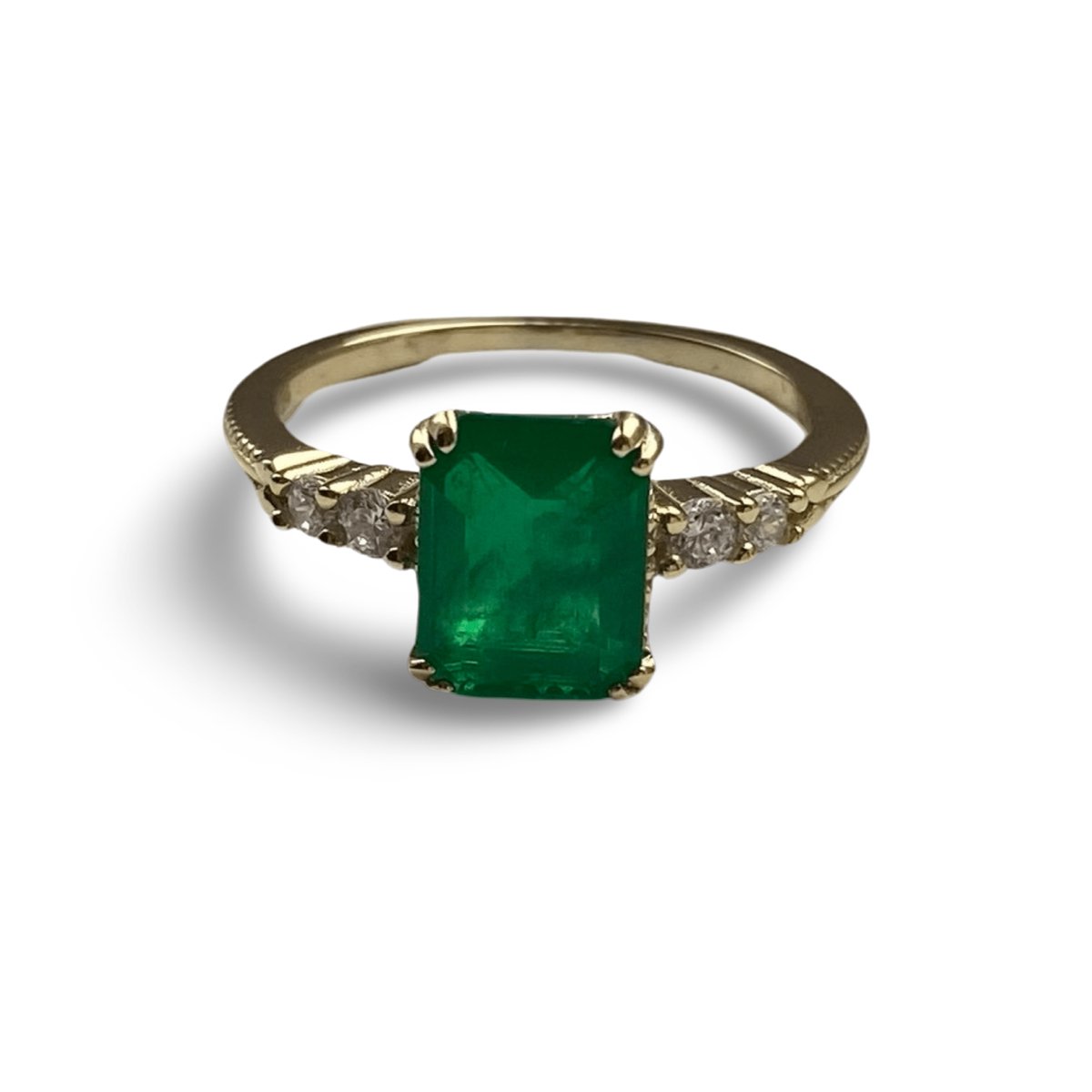 Ring met groene steen/Goldplated/Maat 52/Bling-it