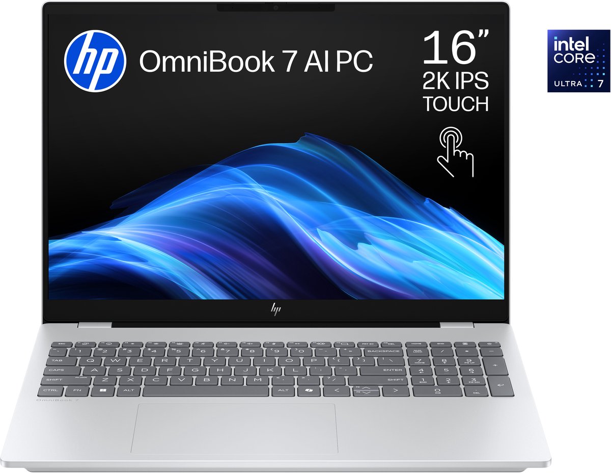 HP OmniBook 7 AI 16-ay0772nd - Creator Laptop - 2K OLED - Intel® Core™ Ultra 7 Processor 255H - 16 inch - 1,91 kg - 120 Hz — afbeelding 1