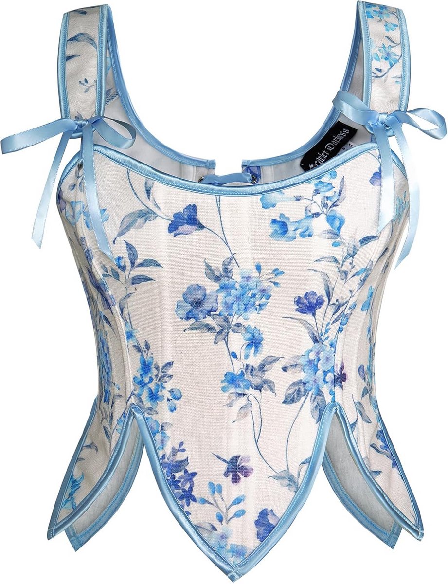 Dames Corset met Bloemenprint en Vintage Vetersluiting