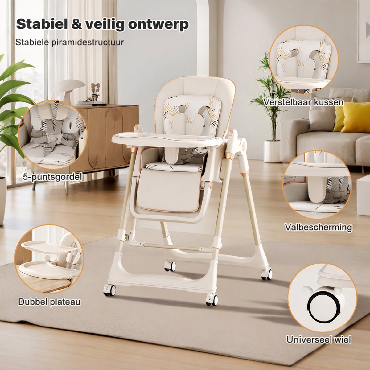MAGICFOX Kinderstoel-baby/kind zitstoel voor Maaltijden- Opvouwbaar-Met blad- Voetsteun-Verstelbare hoogte – foto 5
